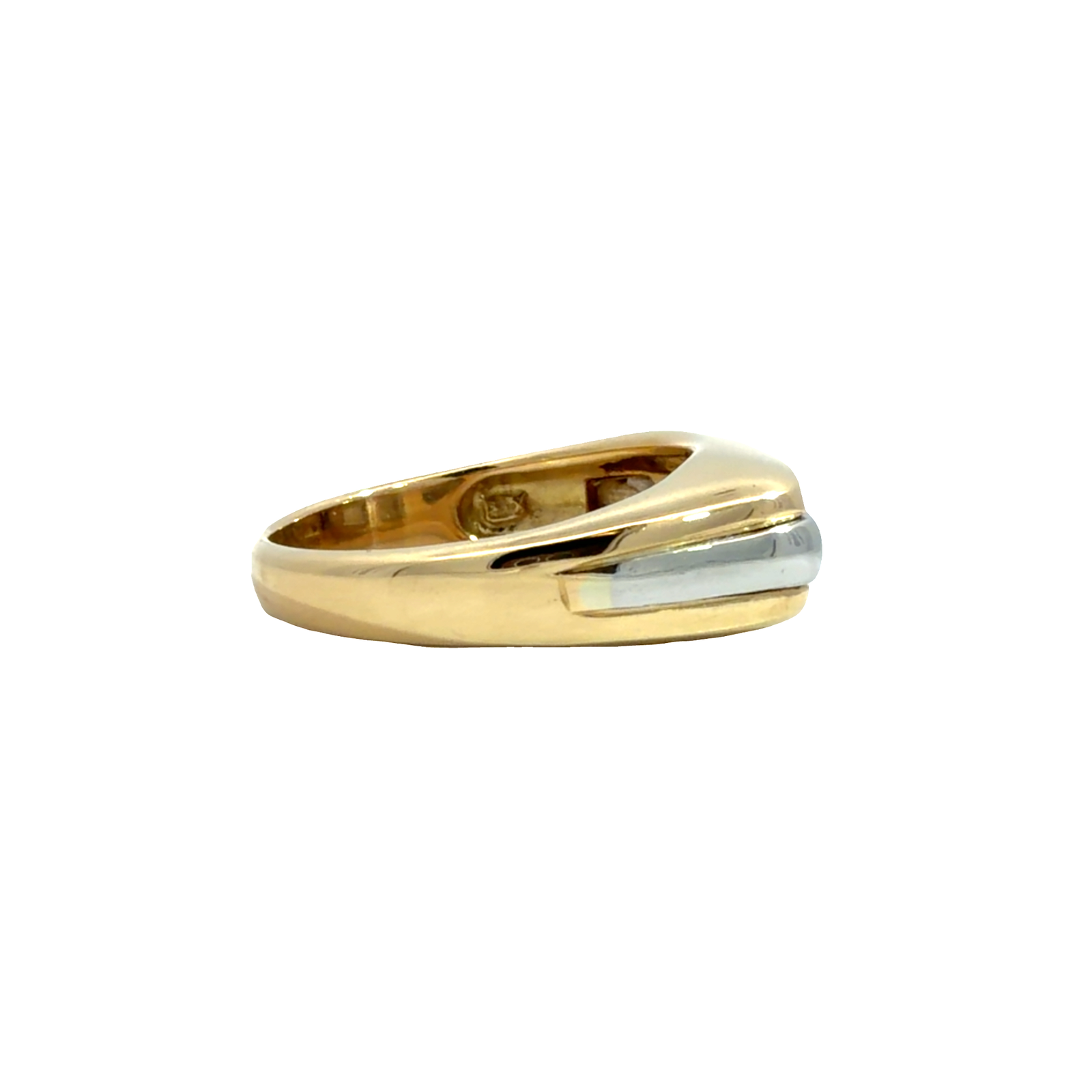 Vintage 18k Yellow Gold and Platinum Grooved Bar Band Ring