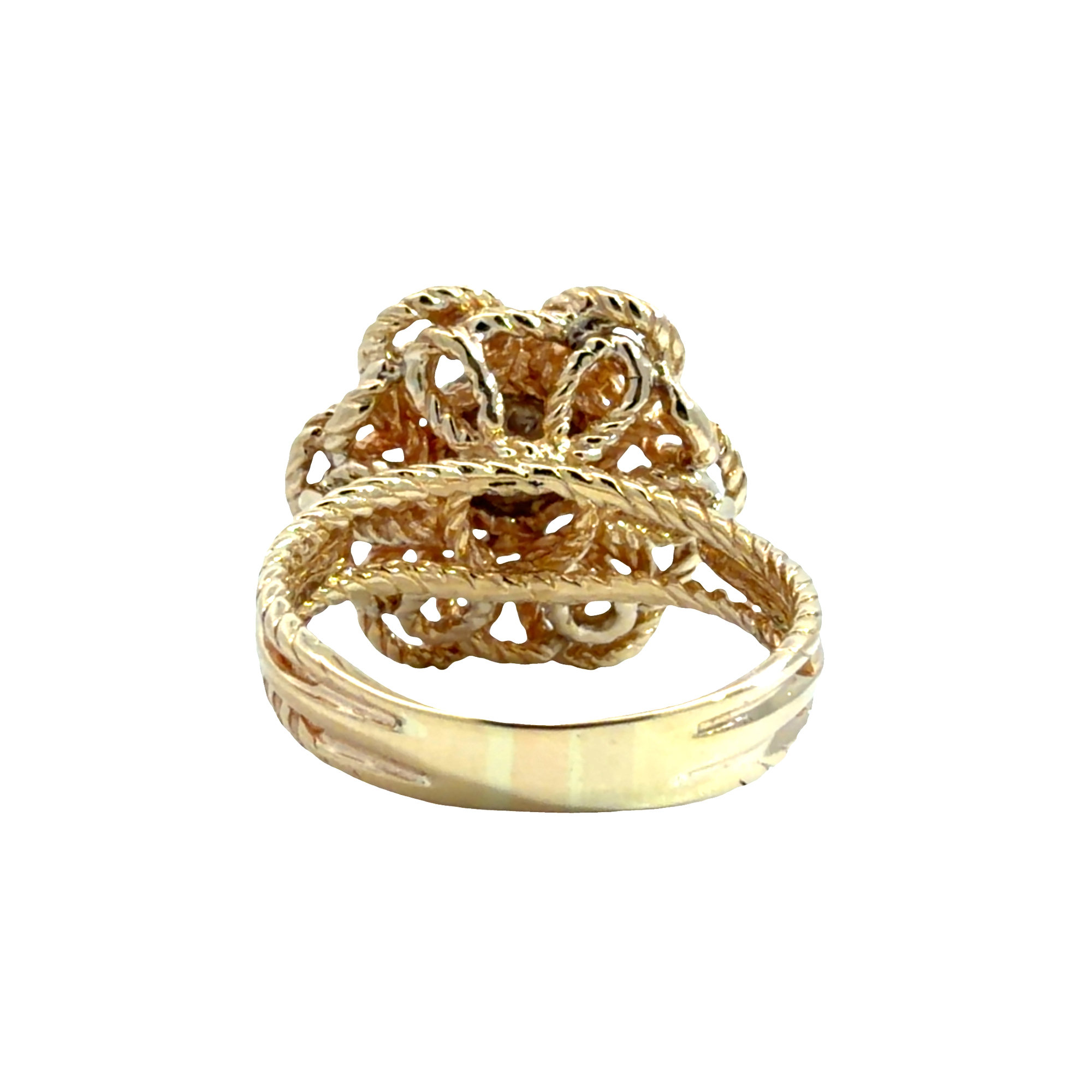 Vintage 14k Yellow Gold 0.20ctw Diamond Cluster Floral Ring