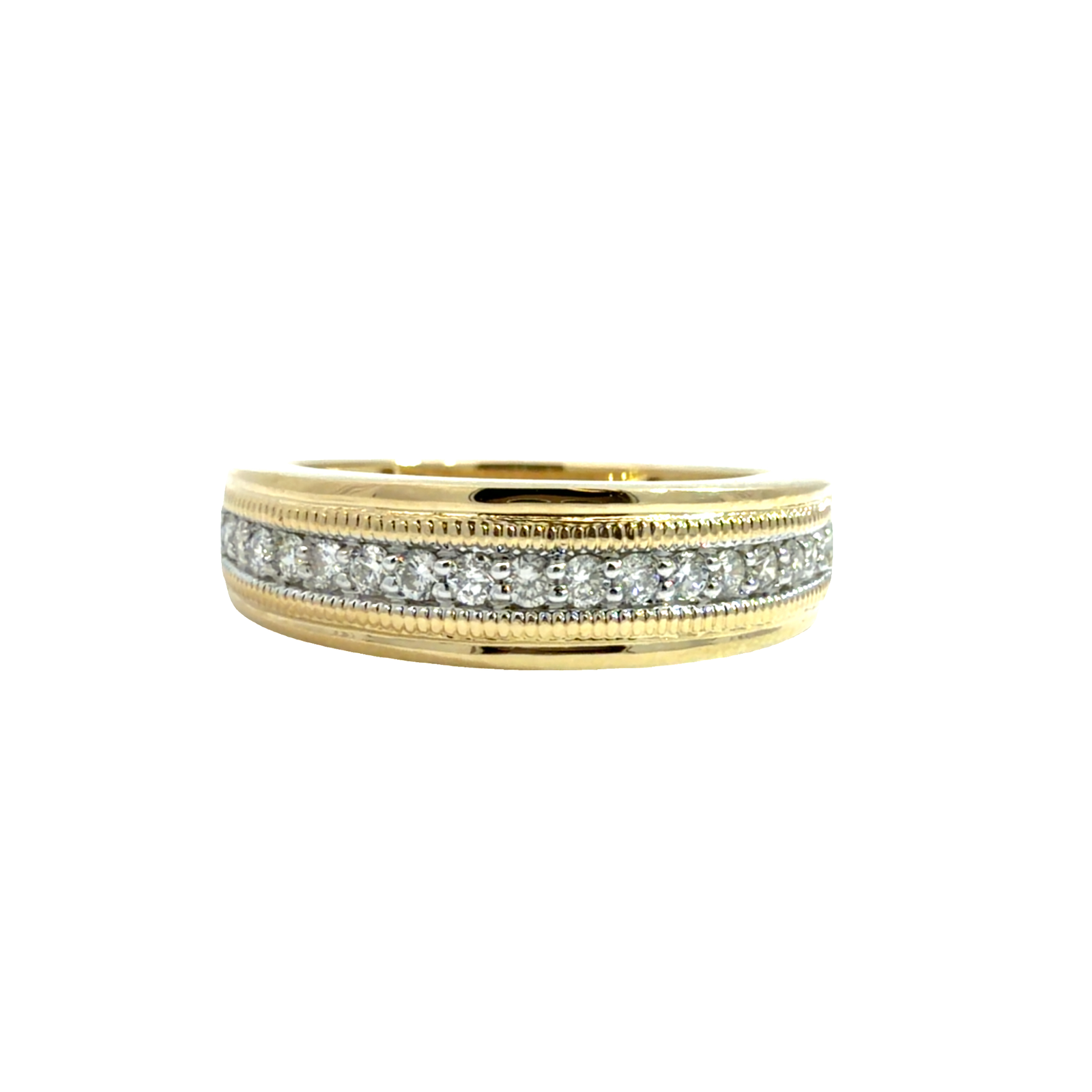Estate My Trio 14k Yellow Gold 0.31ctw Diamond Gents Wedding Band