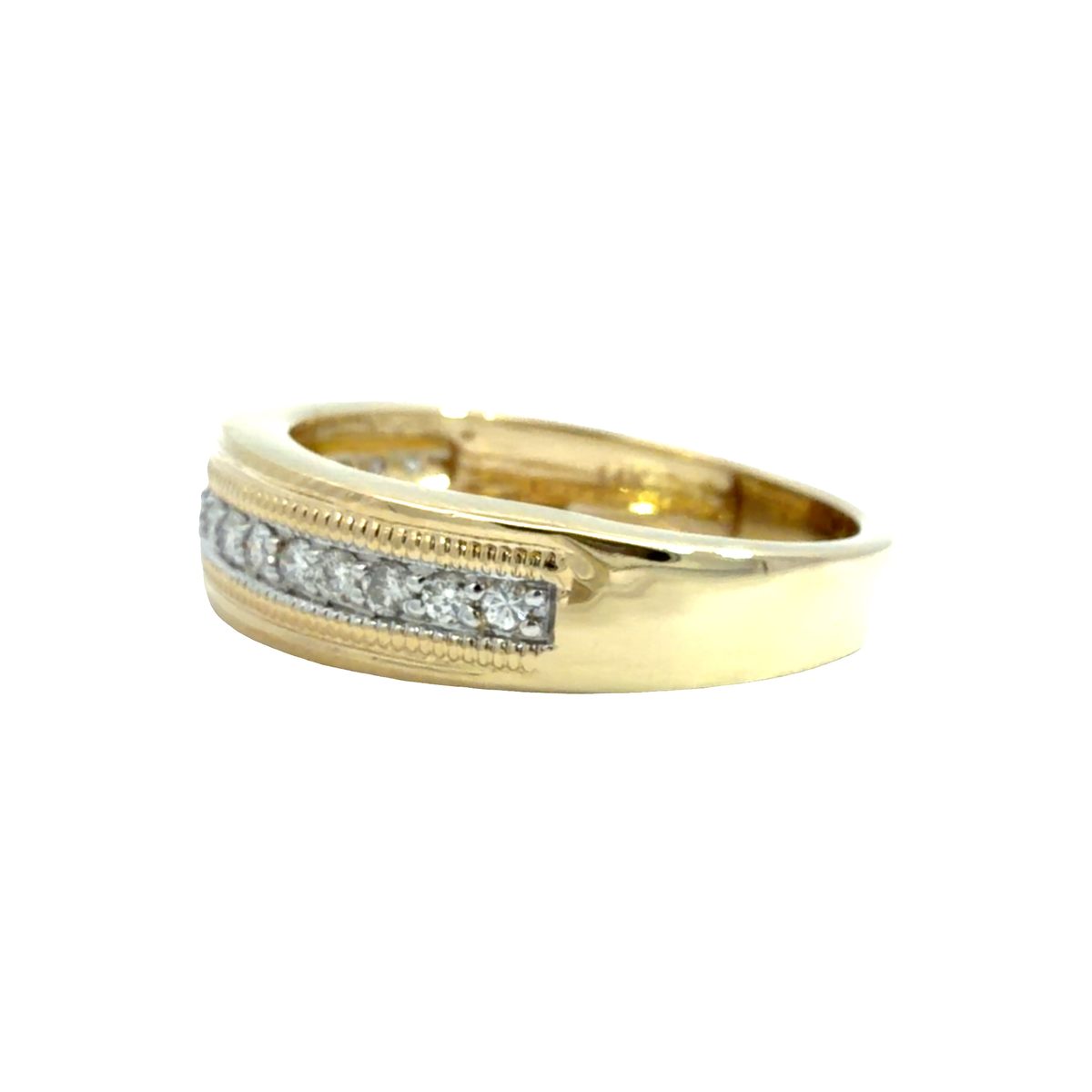Estate My Trio 14k Yellow Gold 0.31ctw Diamond Gents Wedding Band