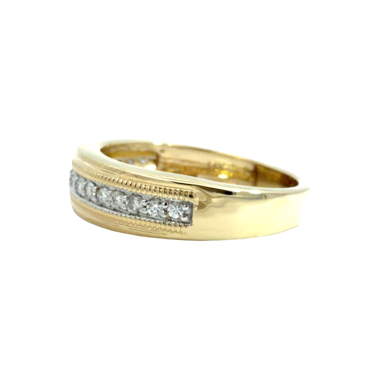 Estate My Trio 14k Yellow Gold 0.31ctw Diamond Gents Wedding Band