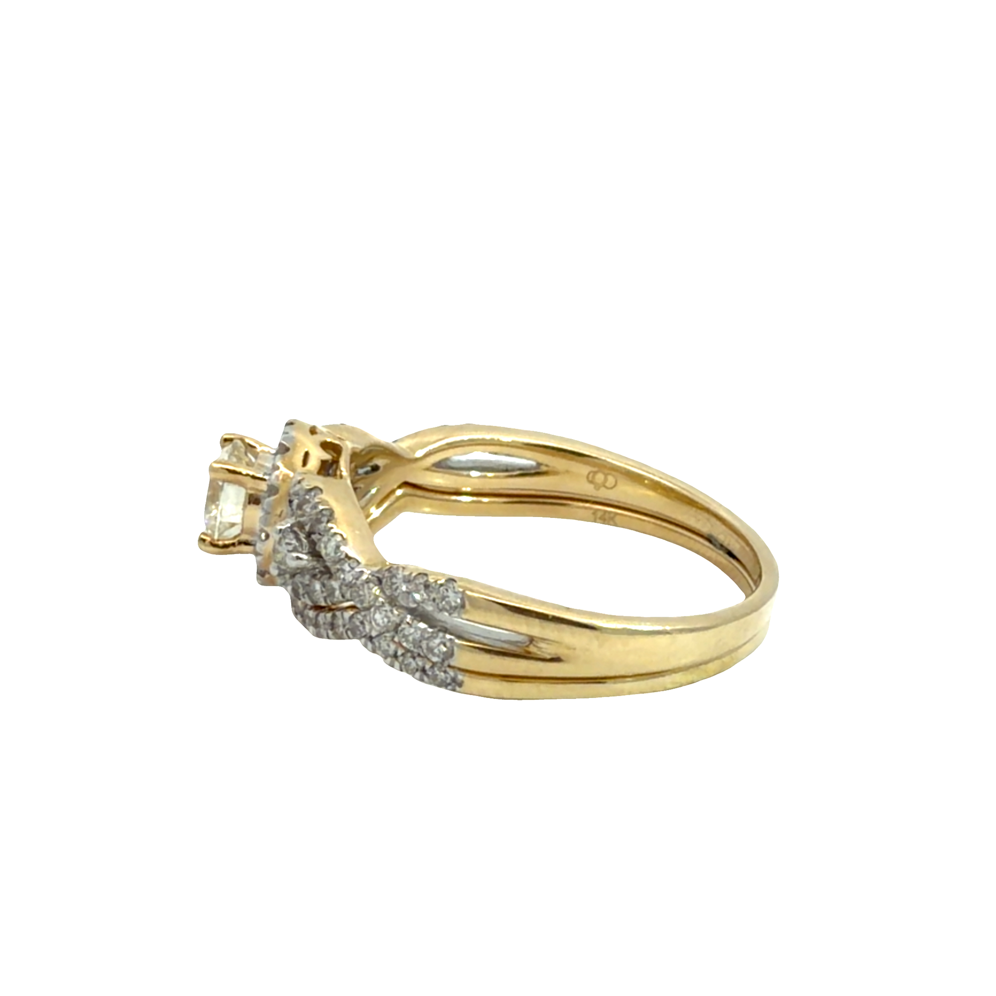 Estate My Trio 14k Yellow Gold 1.13ctw Diamond Engagement Ring Set