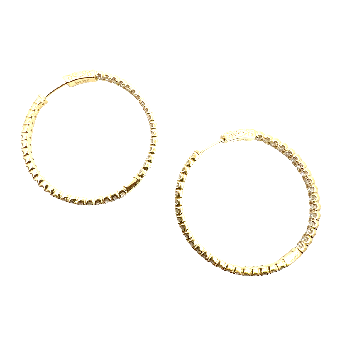 The Jewel Box 14k Yellow Gold 2.72ctw  Inside Out Hoop Earrings