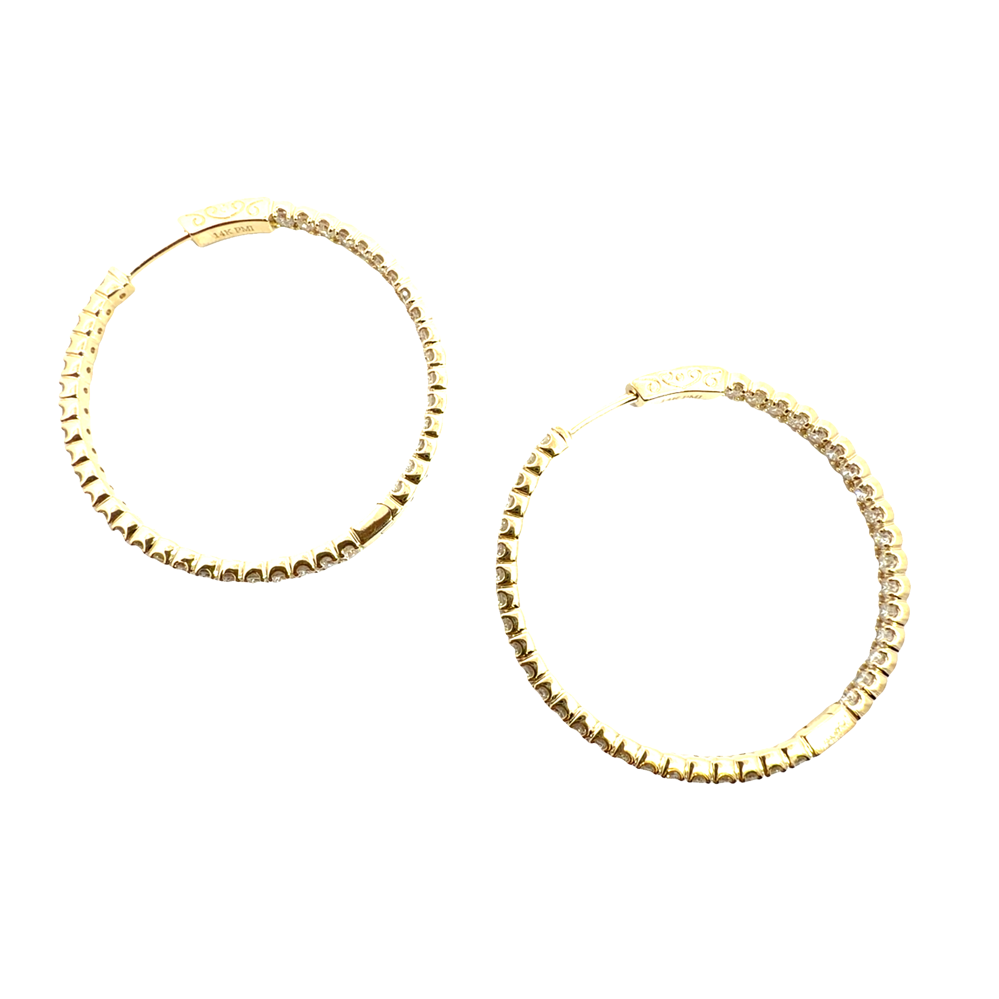 The Jewel Box 14k Yellow Gold 2.72ctw  Inside Out Hoop Earrings