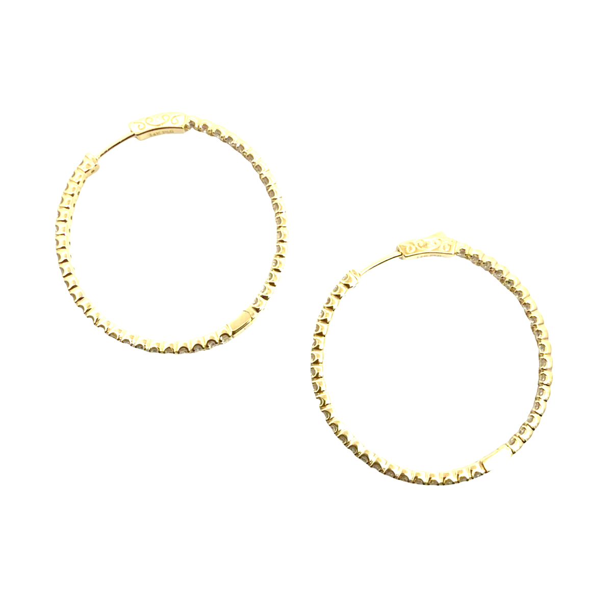 The Jewel Box 14k Yellow Gold 2.72ctw  Inside Out Hoop Earrings