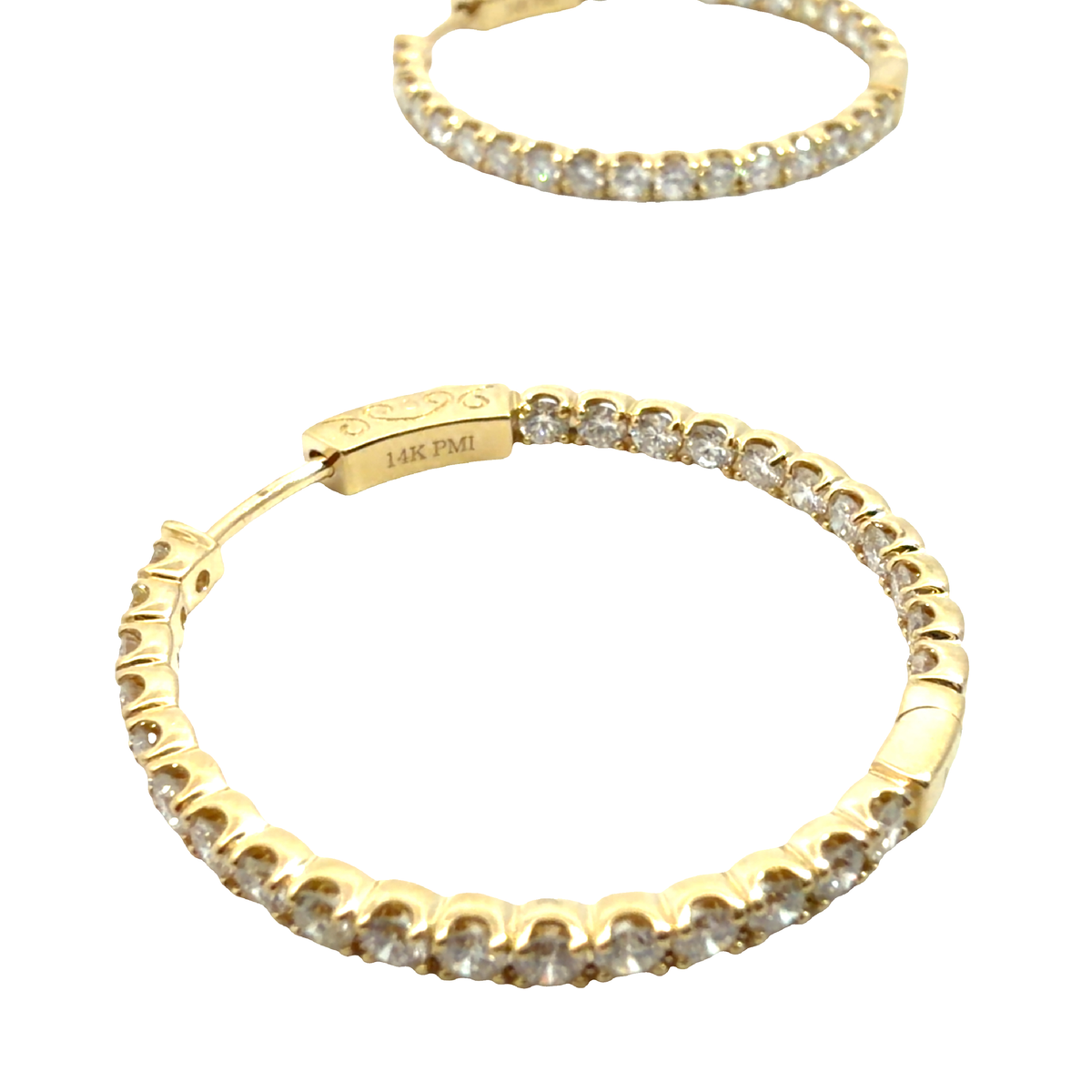 The Jewel Box 14k Yellow Gold 2.35ctw Inside Out Hoop Earrings