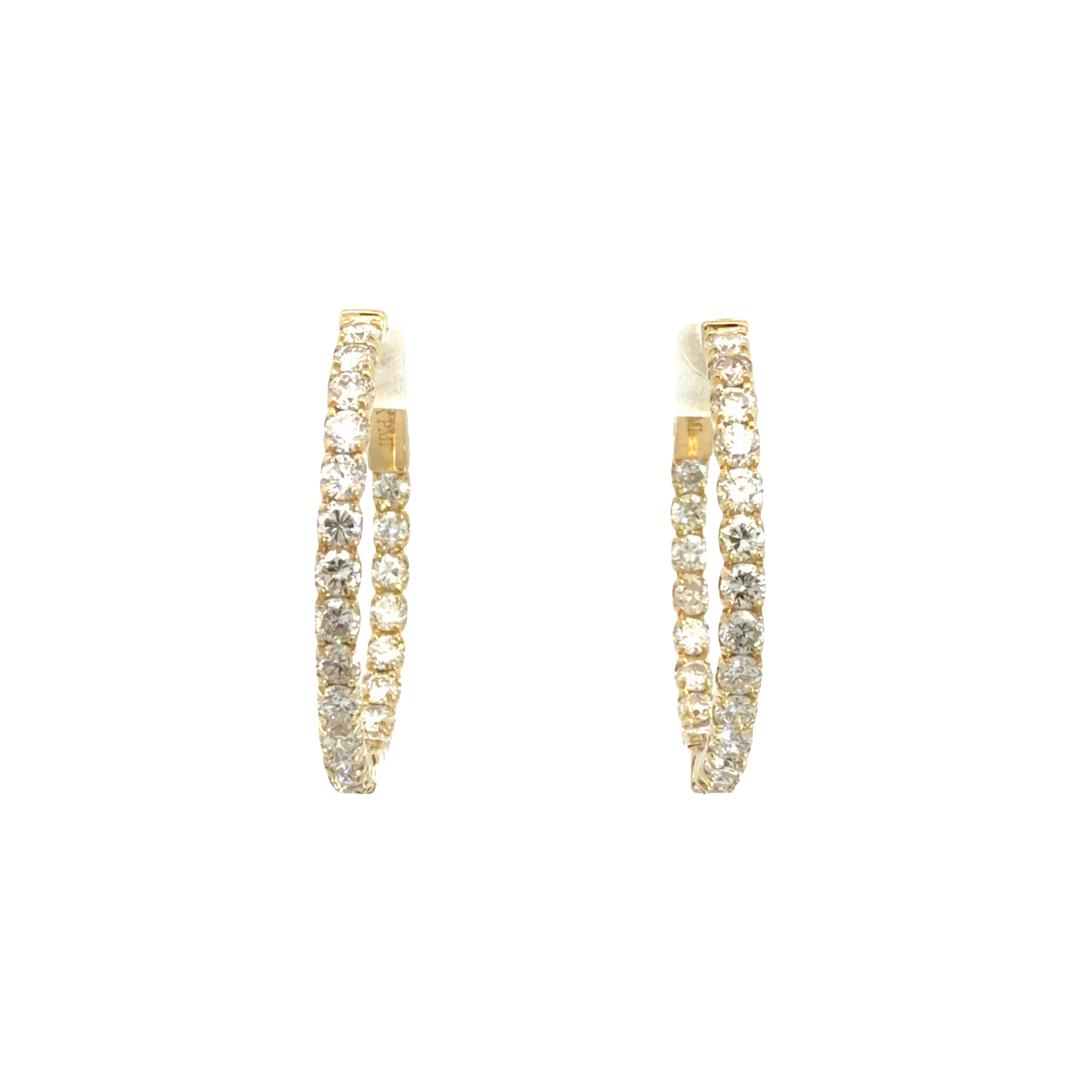 The Jewel Box 14k Yellow Gold 1.48ctw Diamond Inside Out Hoop Earrings