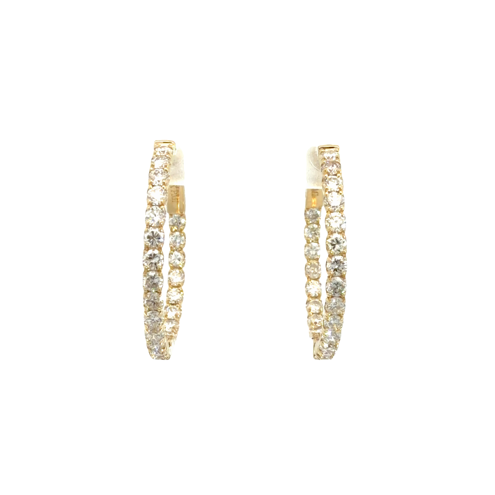 The Jewel Box 14k Yellow Gold 1.48ctw Diamond Inside Out Hoop Earrings