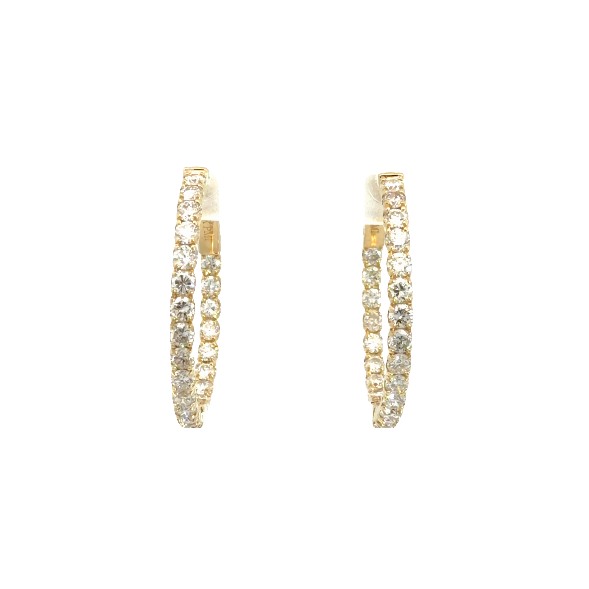 The Jewel Box 14k Yellow Gold 1.48ctw Diamond Inside Out Hoop Earrings