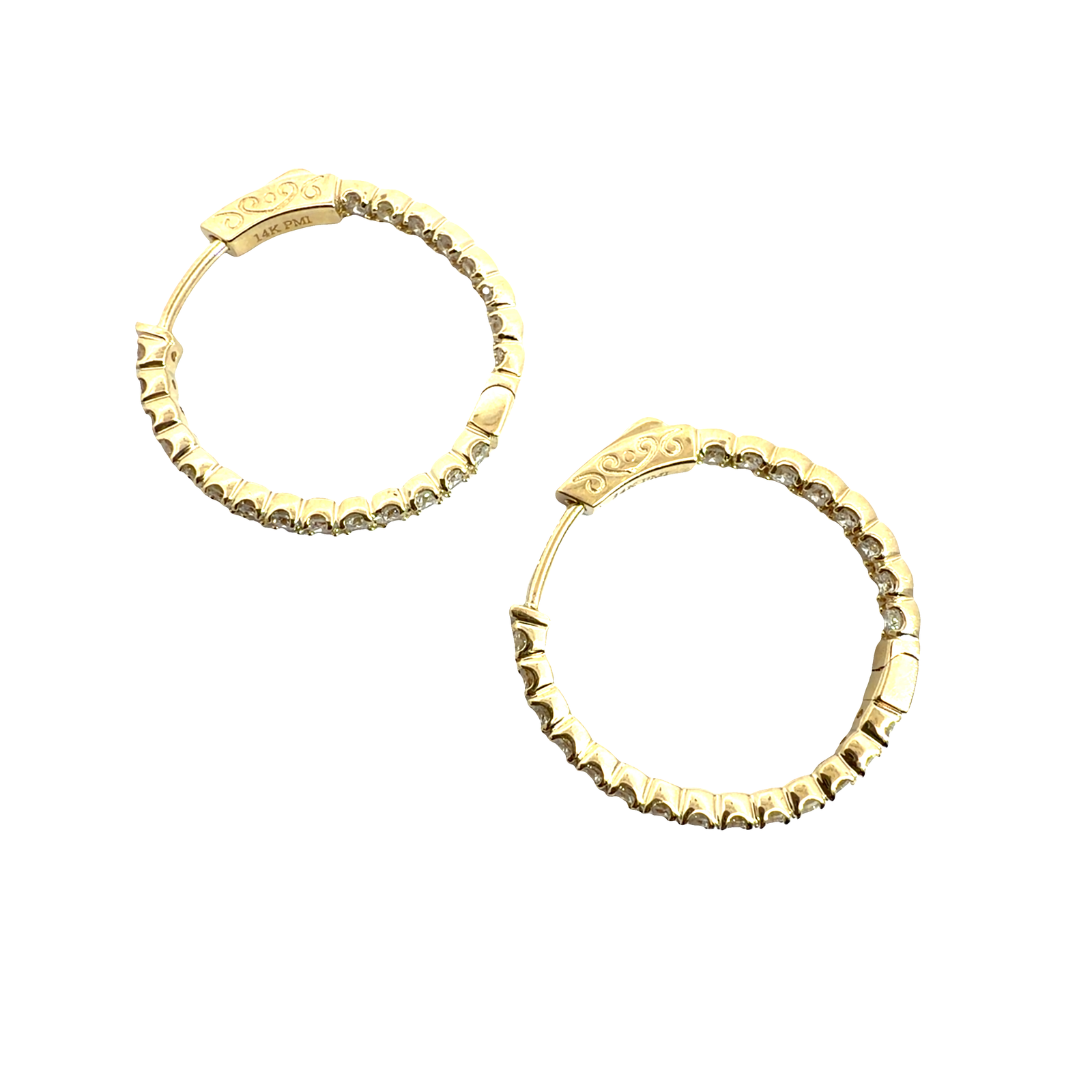 The Jewel Box 14k Yellow Gold 1.48ctw Diamond Inside Out Hoop Earrings