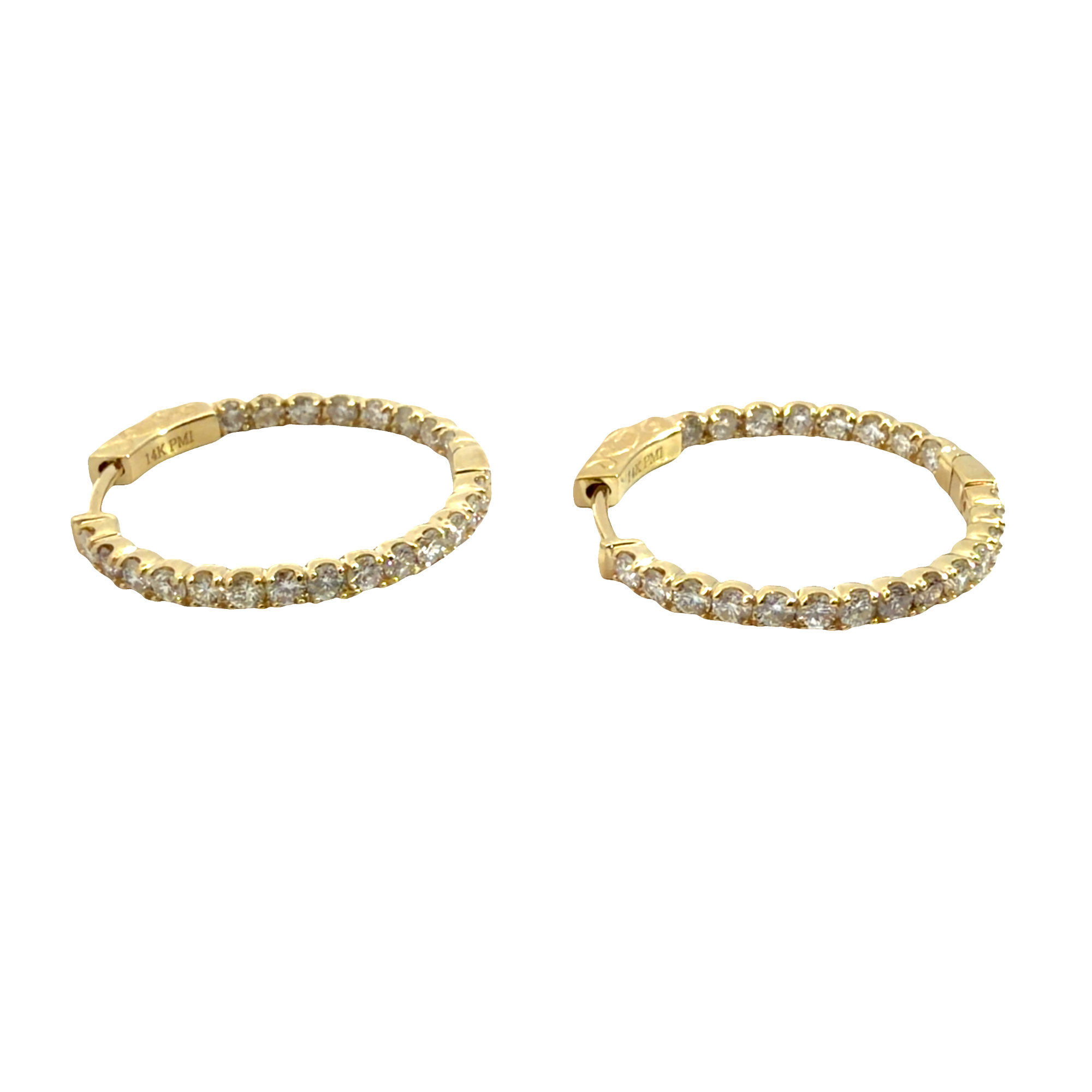 The Jewel Box 14k Yellow Gold 1.48ctw Diamond Inside Out Hoop Earrings