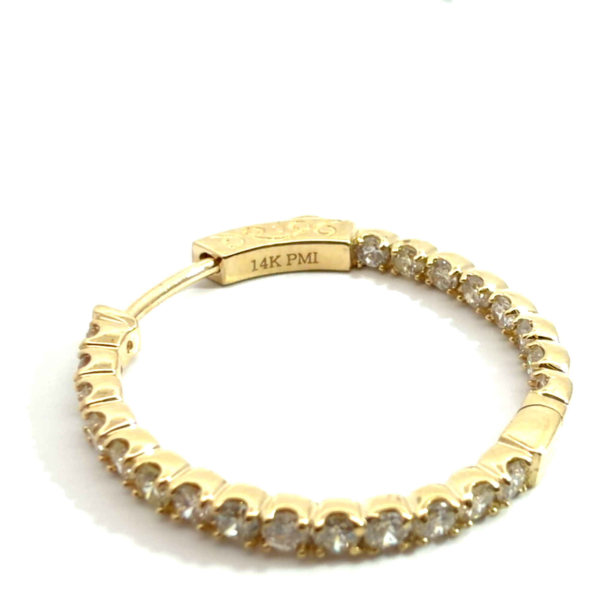 The Jewel Box 14k Yellow Gold 1.48ctw Diamond Inside Out Hoop Earrings