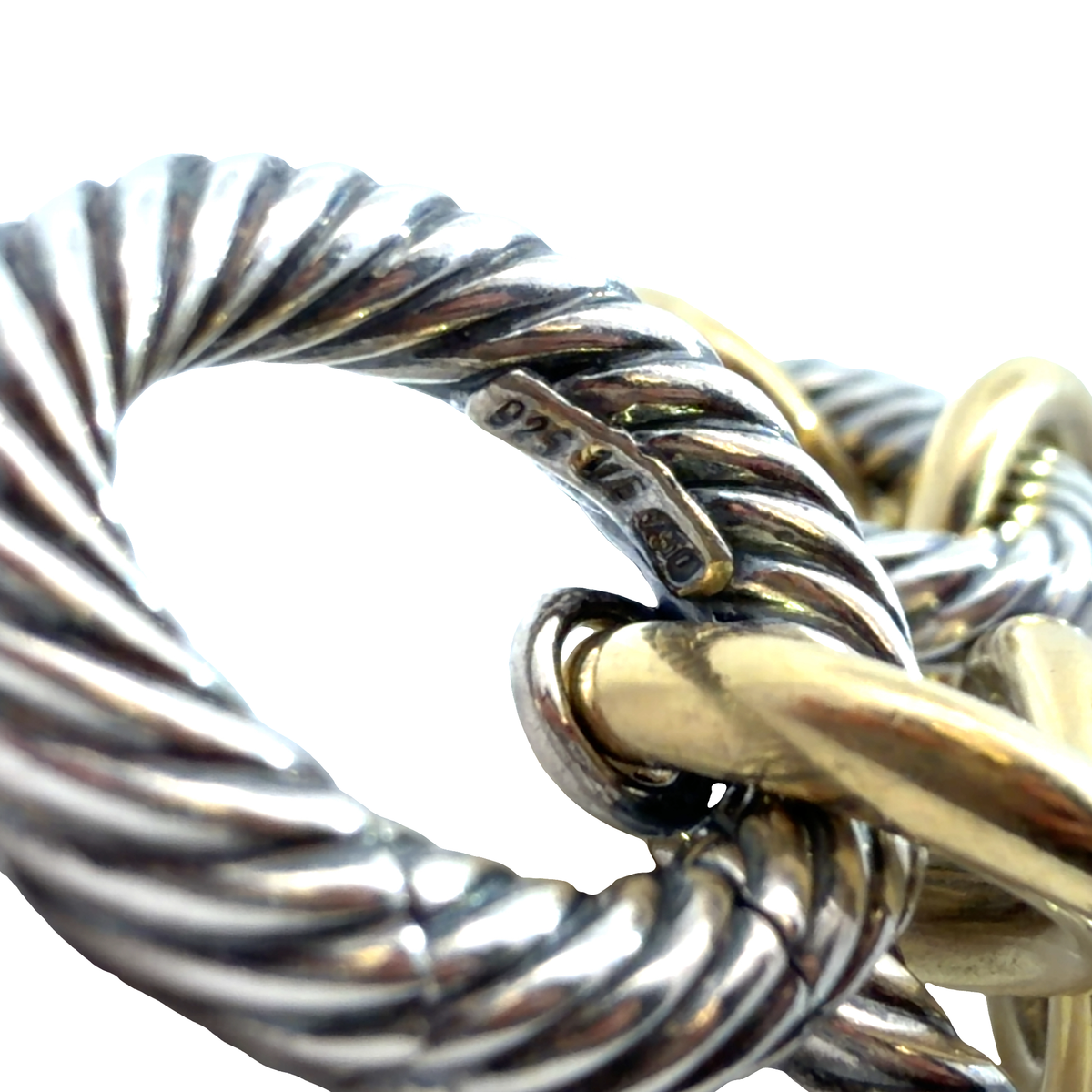 David Yurman Sterling Silver 14k Yellow Gold Oval Link Chain Bracelet