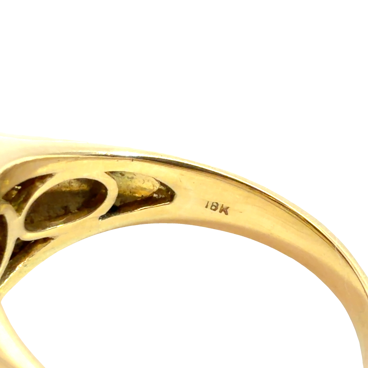 Estate 18k Yellow Gold Orange Goldstone Glass and 0.34ctw Diamond Ring