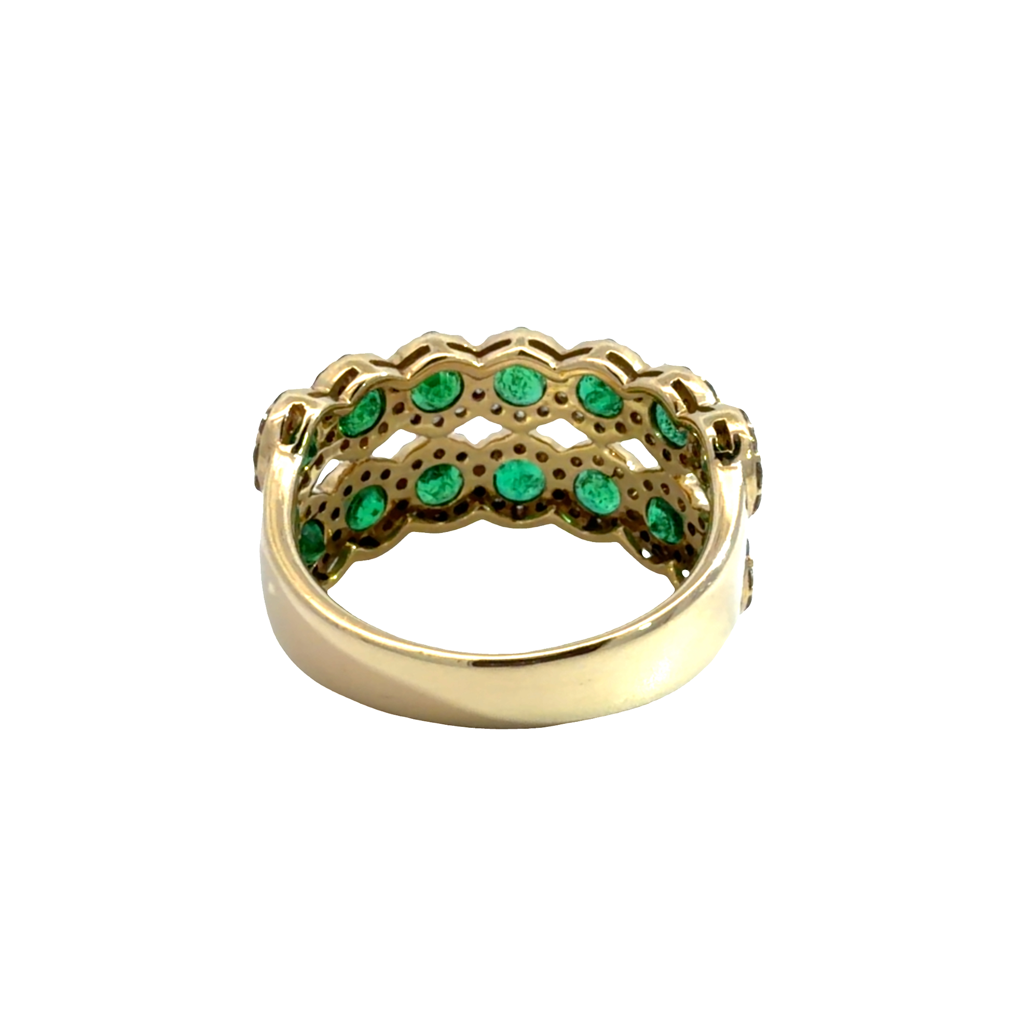Estate 14k Yellow Gold 0.98ctw Emerald and 1,04ctw Diamond Eternity Ring