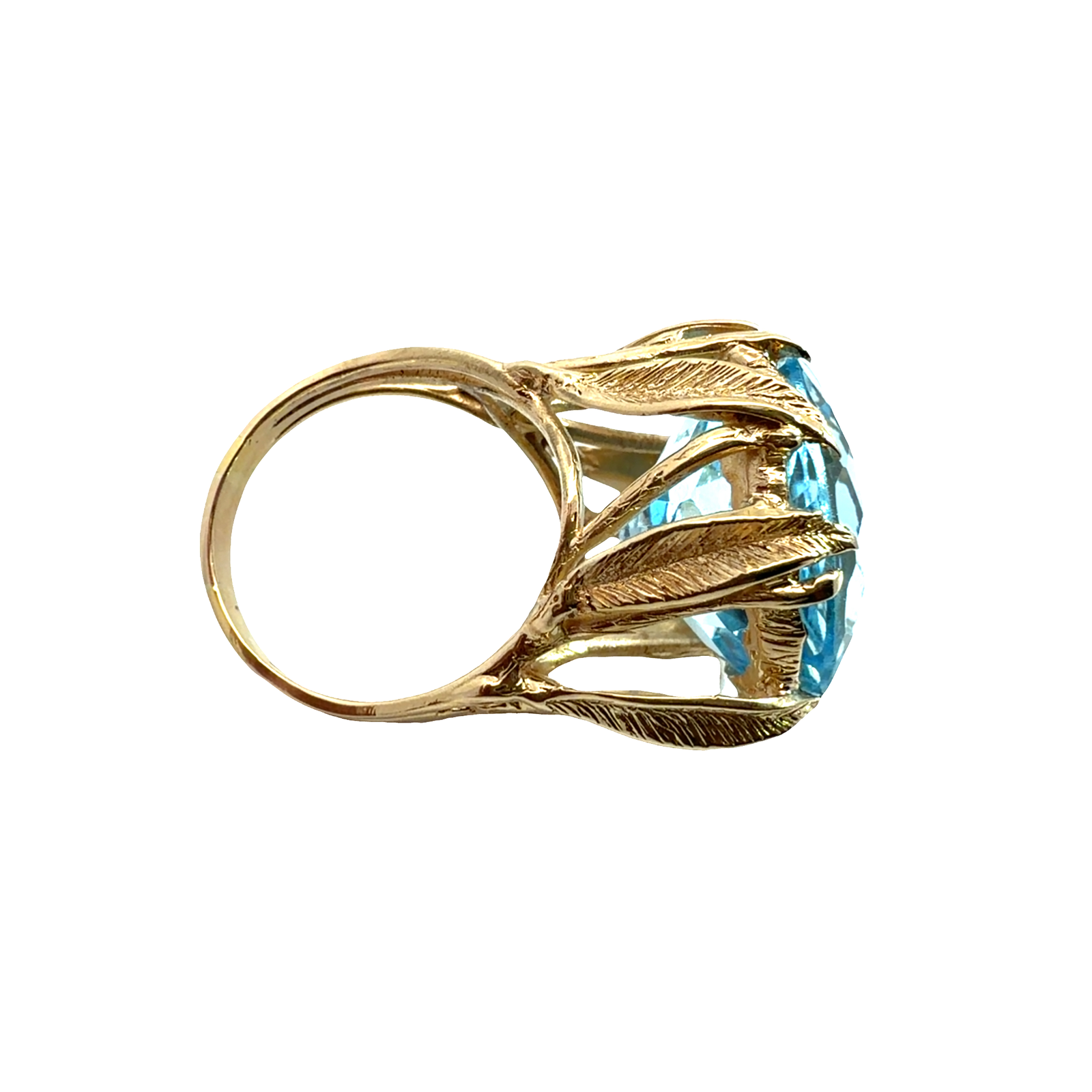 Vintage 14k Yellow Gold 26.78ctw Topaz Cocktail Ring