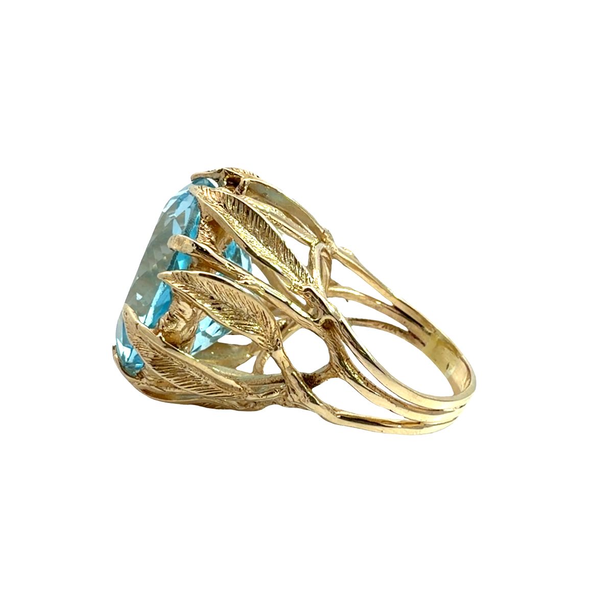 Vintage 14k Yellow Gold 26.78ctw Topaz Cocktail Ring