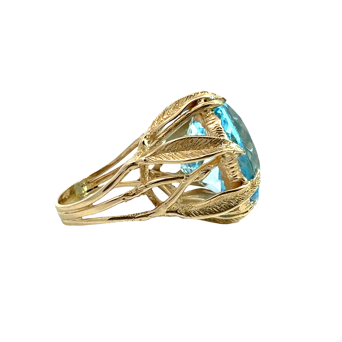 Vintage 14k Yellow Gold 26.78ctw Topaz Cocktail Ring