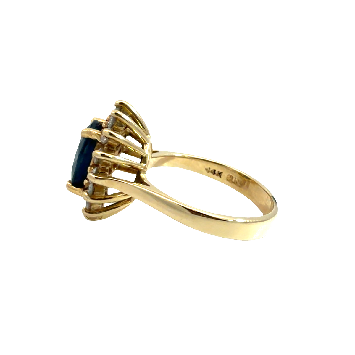 Vintage 14k Yellow Gold 2.04ctw Sapphire and 0.46ctw Diamond Halo Ring