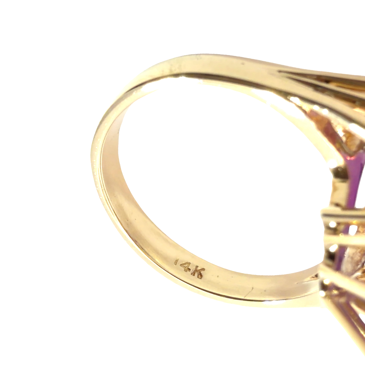 Vintage 14k Multi-Tone 15.93ctw Pear Cut Amethyst and 0.48ctw Diamond Cocktail Ring