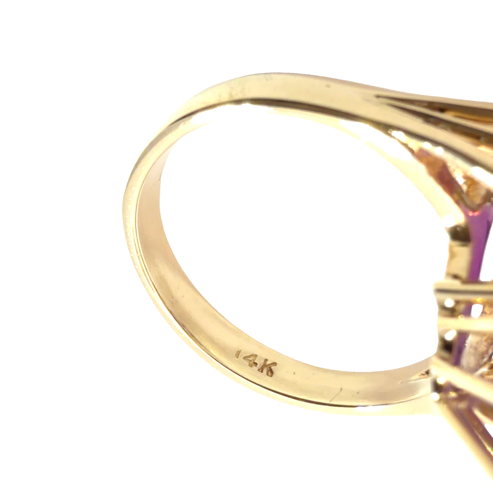 Vintage 14k Multi-Tone 15.93ctw Pear Cut Amethyst and 0.48ctw Diamond Cocktail Ring