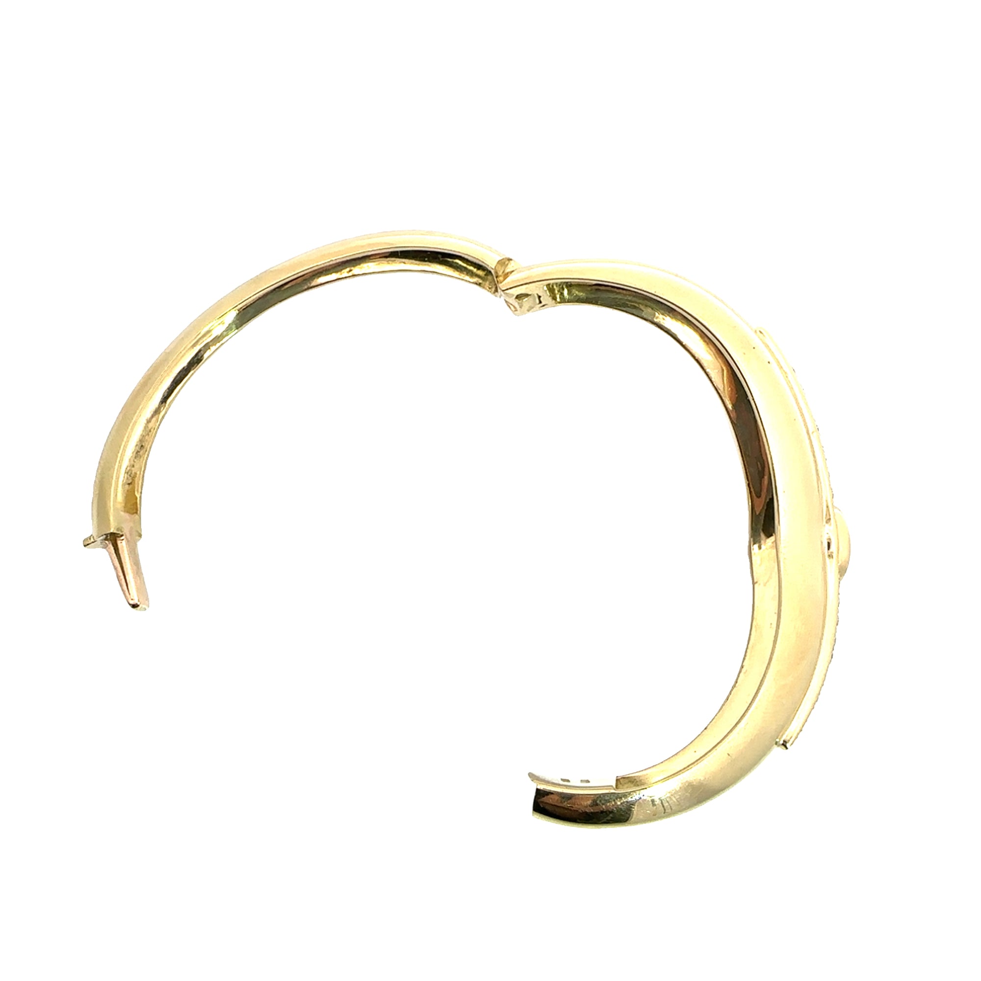 Vintage 18k Yellow Gold Sapphire & Diamond Bangle Bracelet