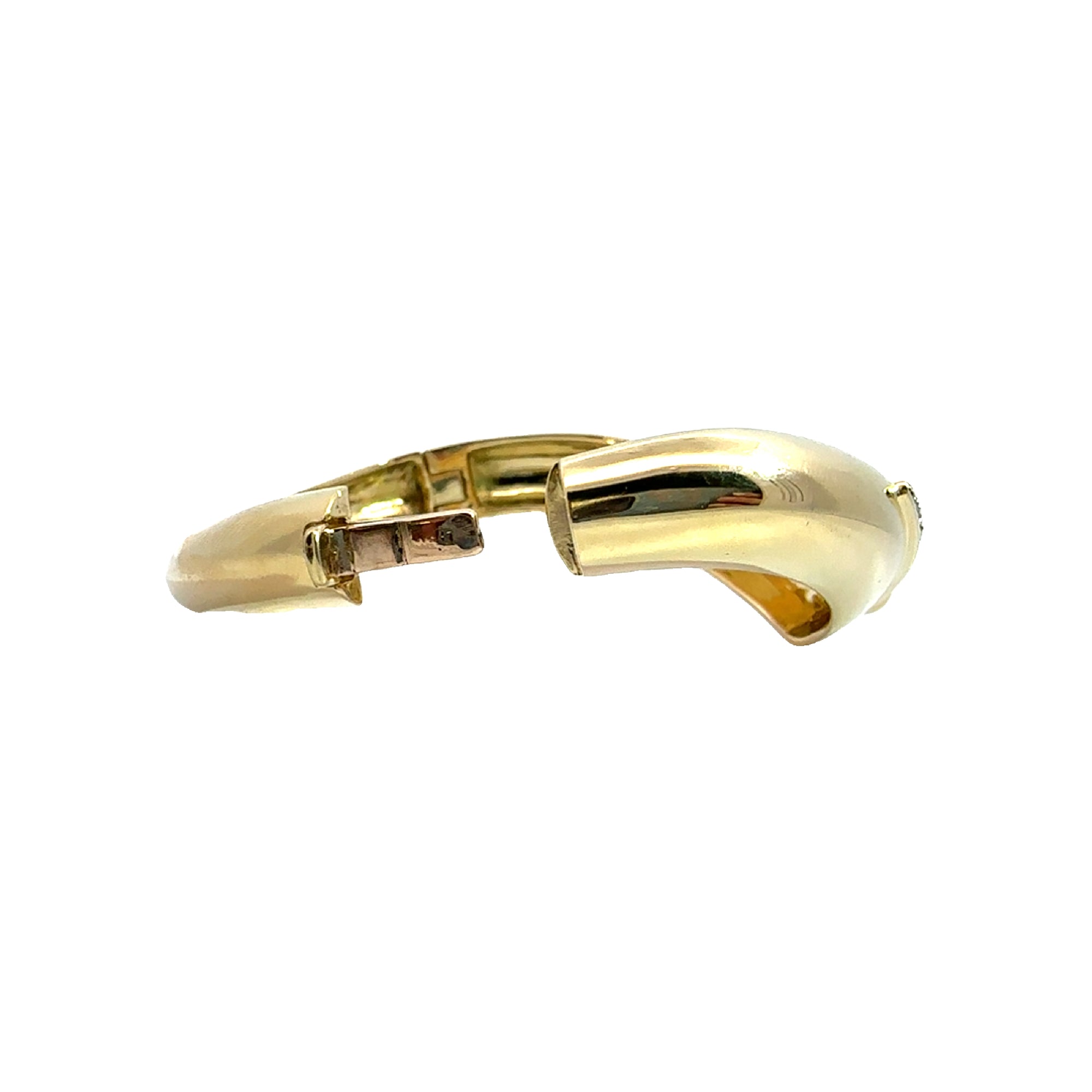 Vintage 18k Yellow Gold Sapphire & Diamond Bangle Bracelet