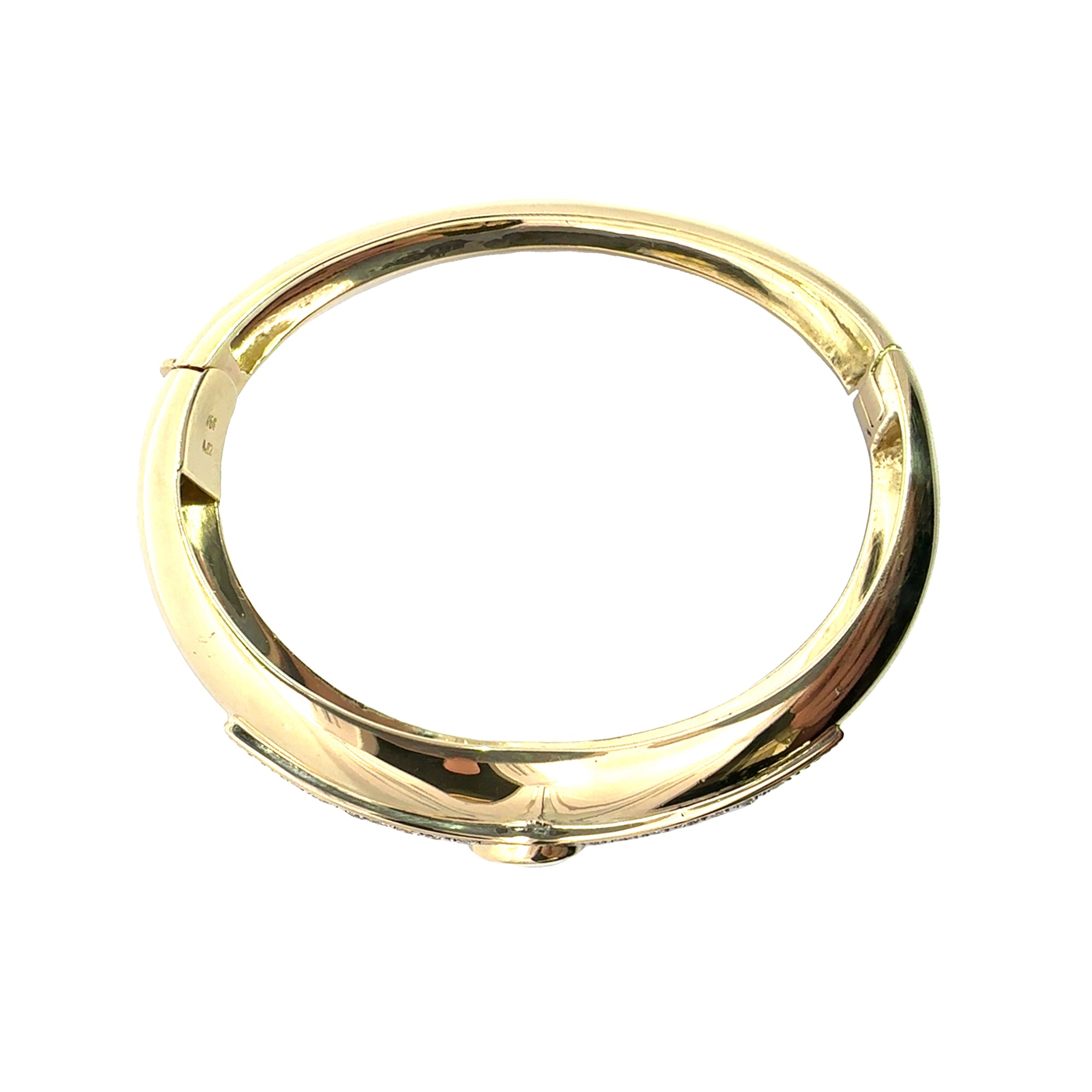 Vintage 18k Yellow Gold Sapphire & Diamond Bangle Bracelet