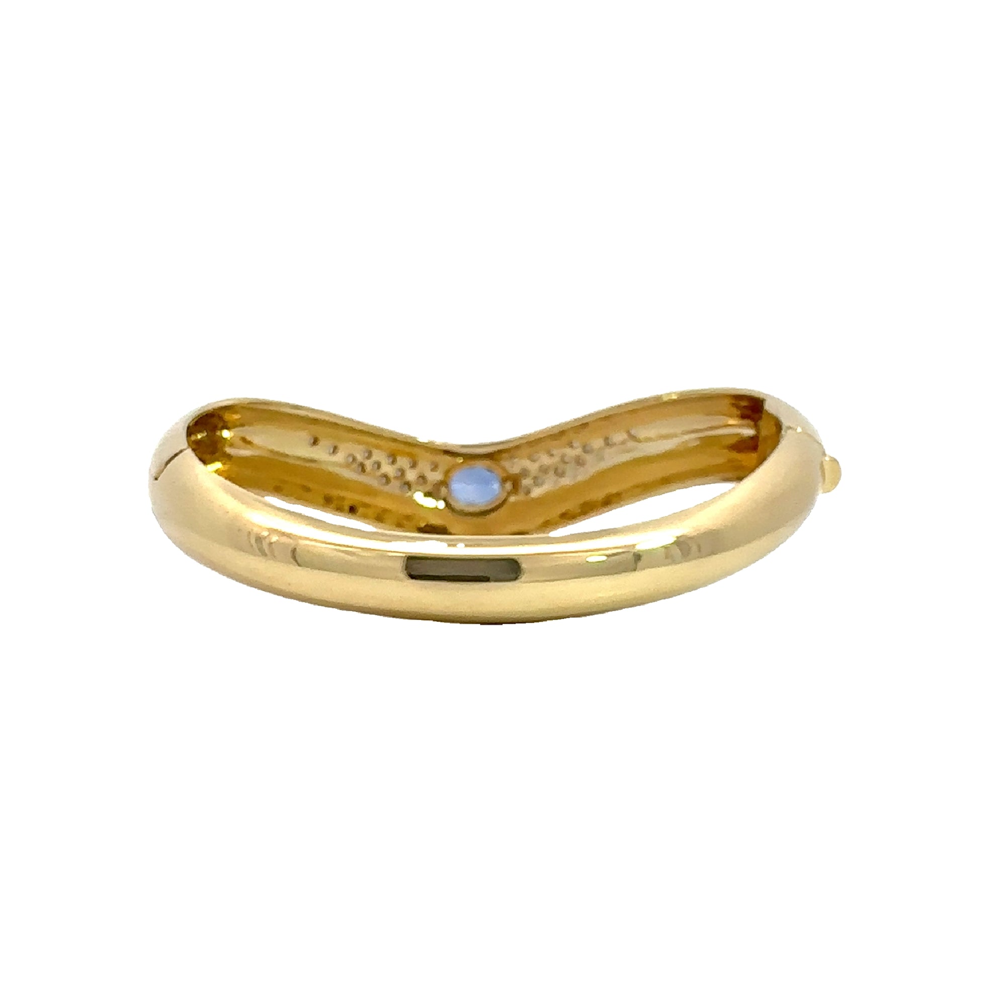 Vintage 18k Yellow Gold Sapphire & Diamond Bangle Bracelet