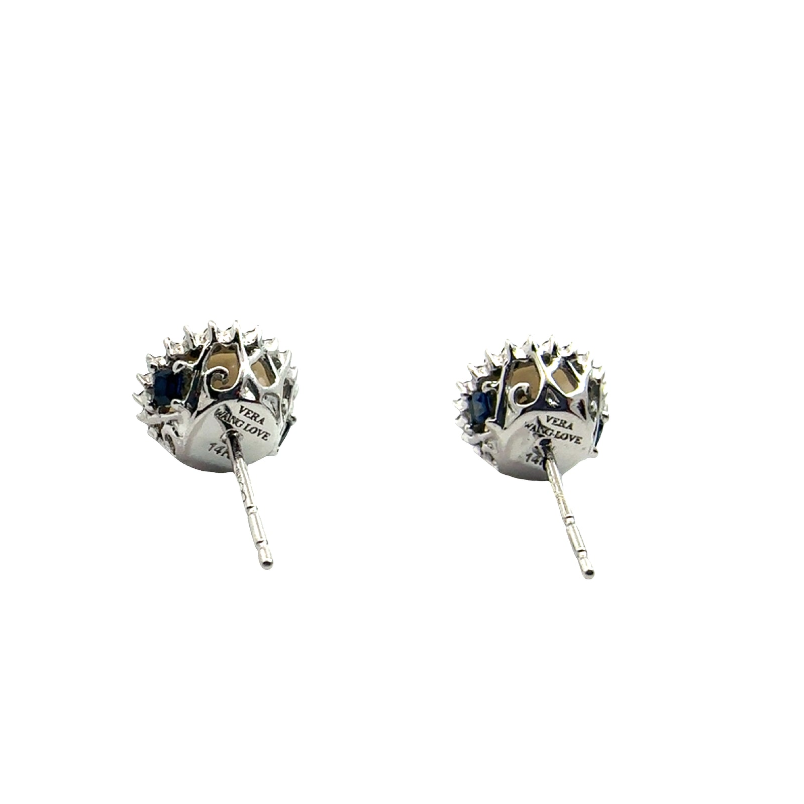 Vintage Vera Wang Love Collection Akoya 14K White Gold Cultured Pearl and 1/8ctw Diamond Frame Stud Earrings