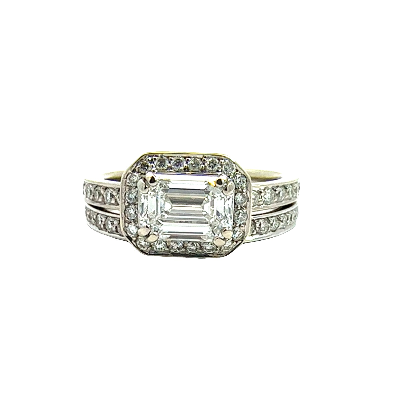 Estate 14k White Gold and 2.37ctw Diamond Engagement Ring Set