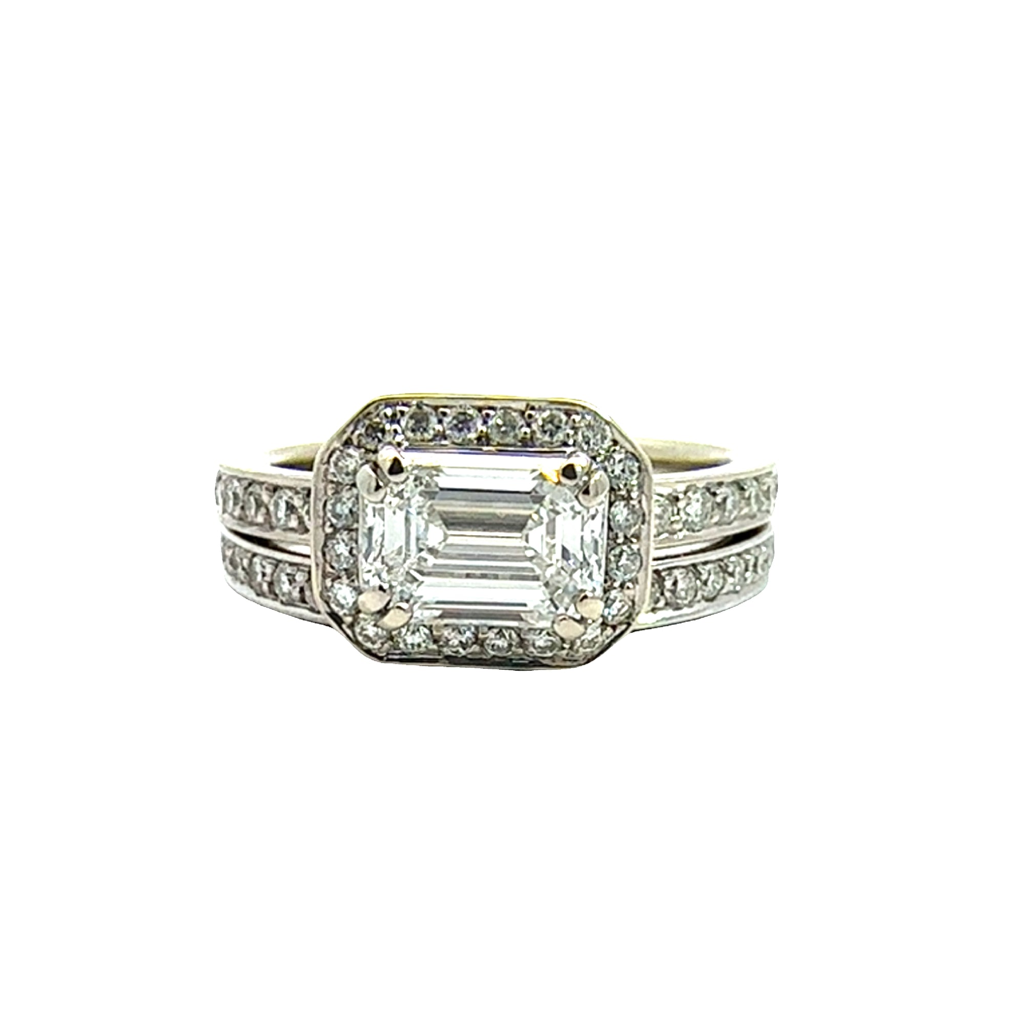 Estate 14k White Gold and 2.37ctw Diamond Engagement Ring Set
