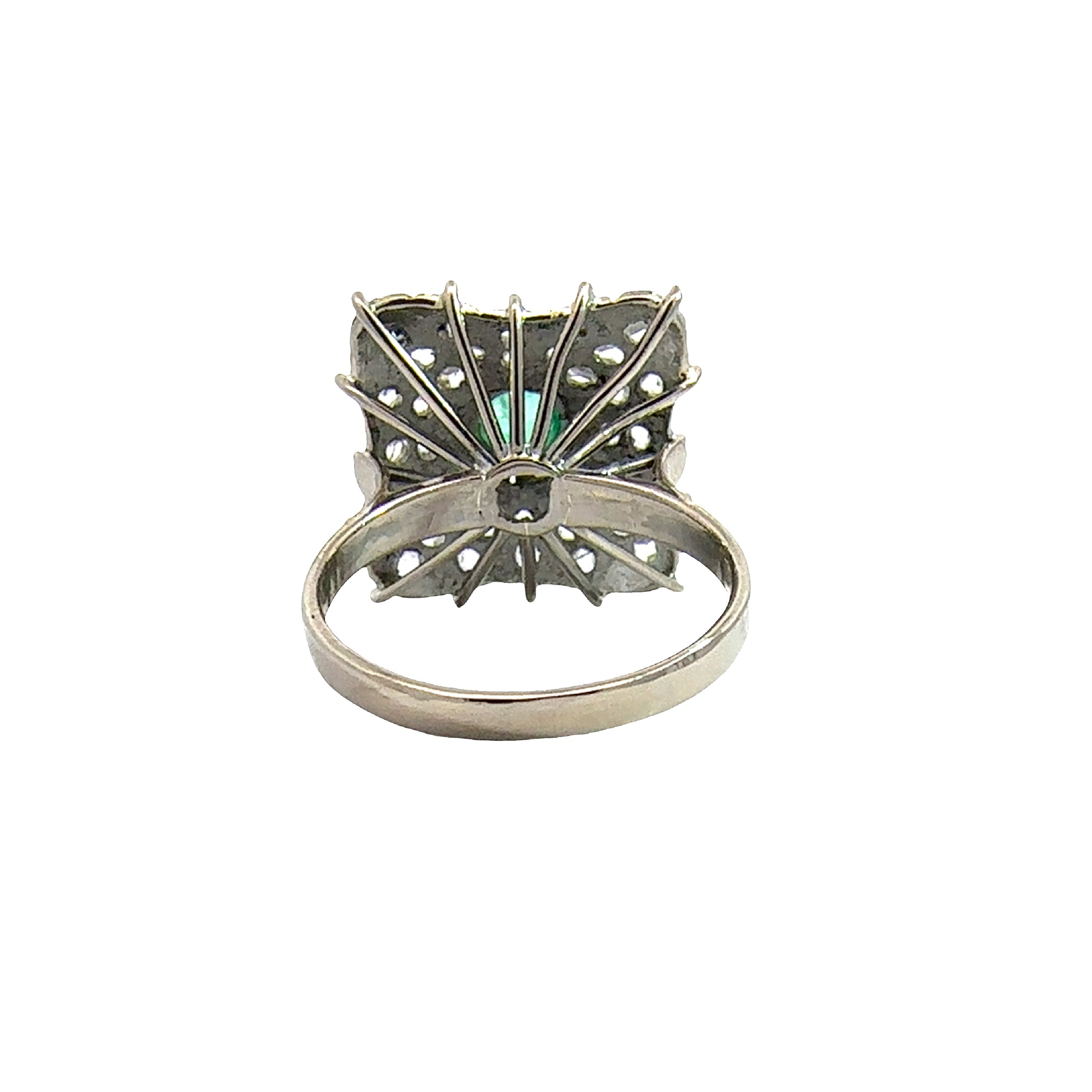 Vintage 18k White Gold 1.00ctw Emerald and 0.48 Diamond Ring