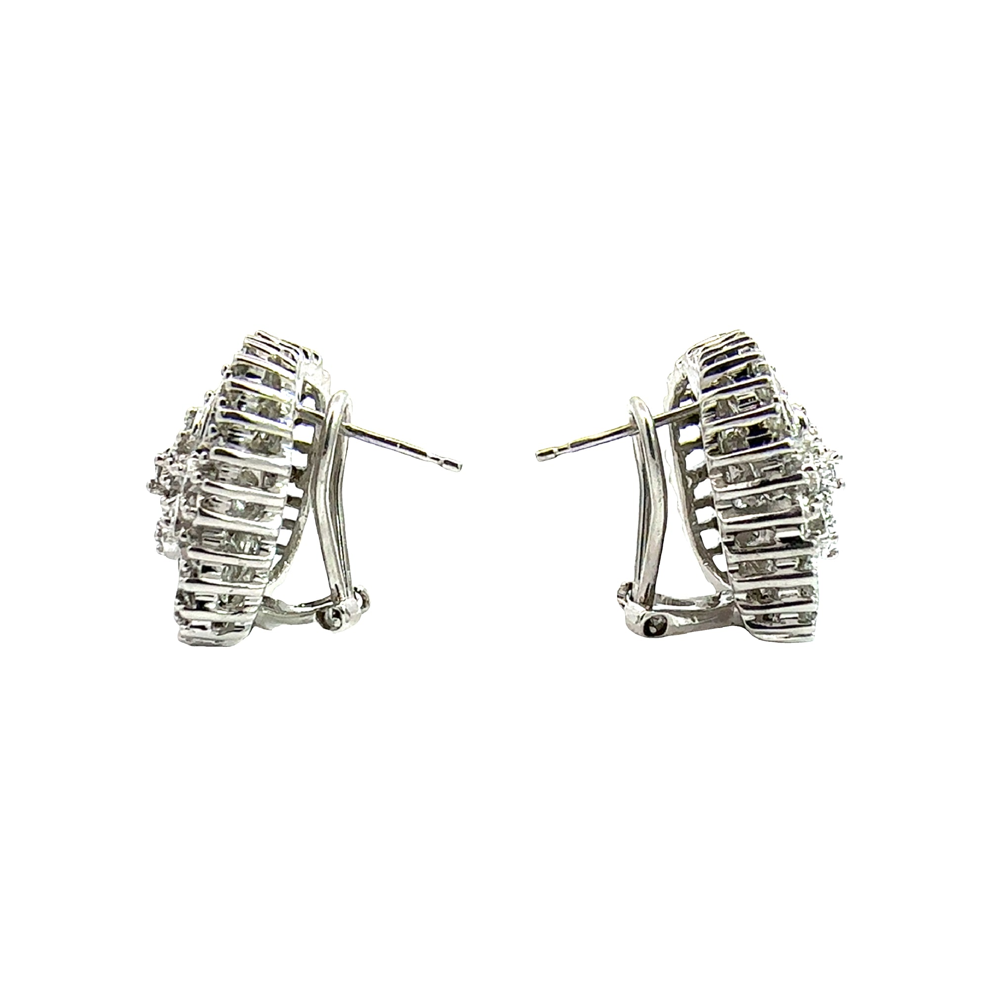 Vintage 14k White Gold and 1.25ctw Diamond Huggie Earrings