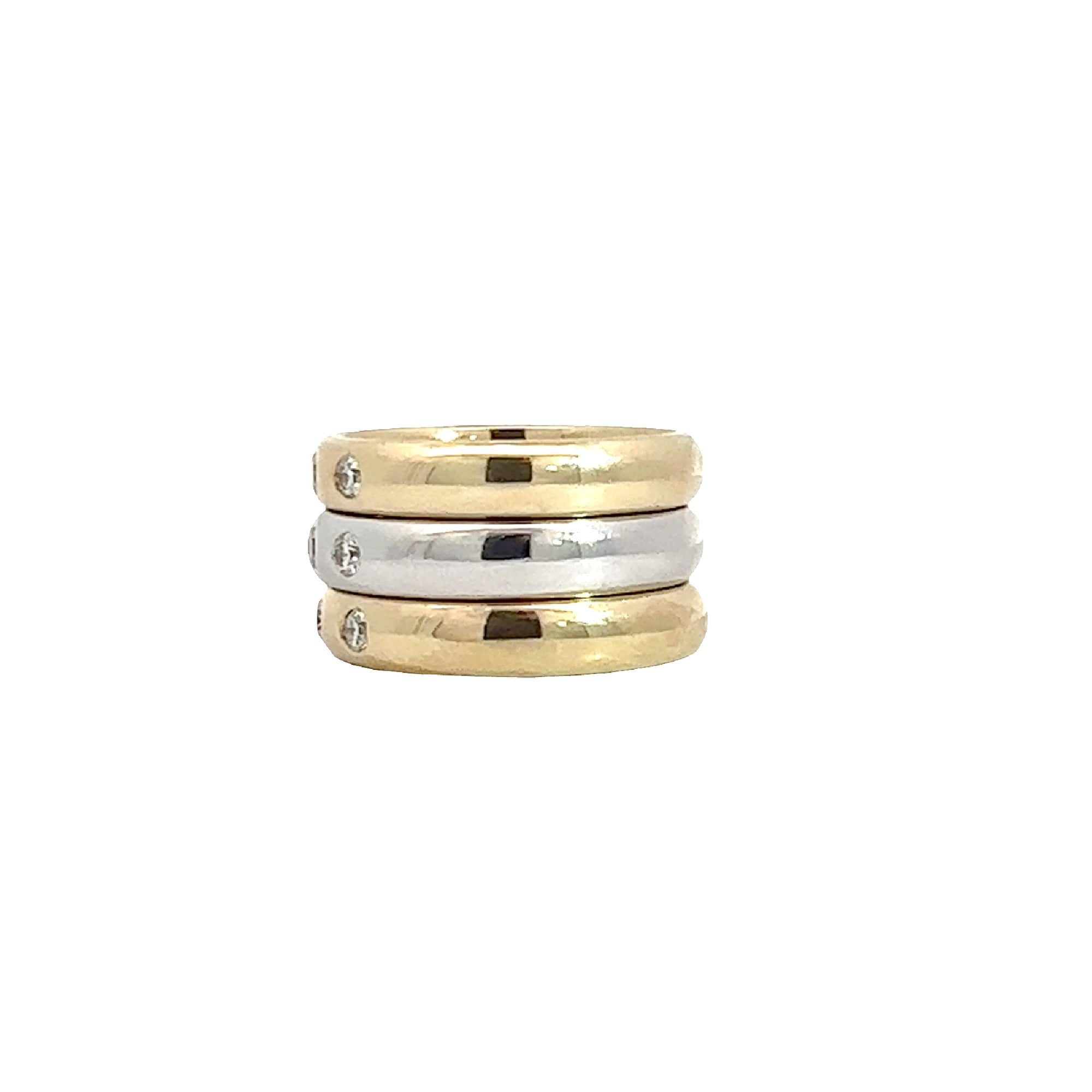 Set of Three Estate 14k Yellow and White Gold 0.85ctw Diamond Rings