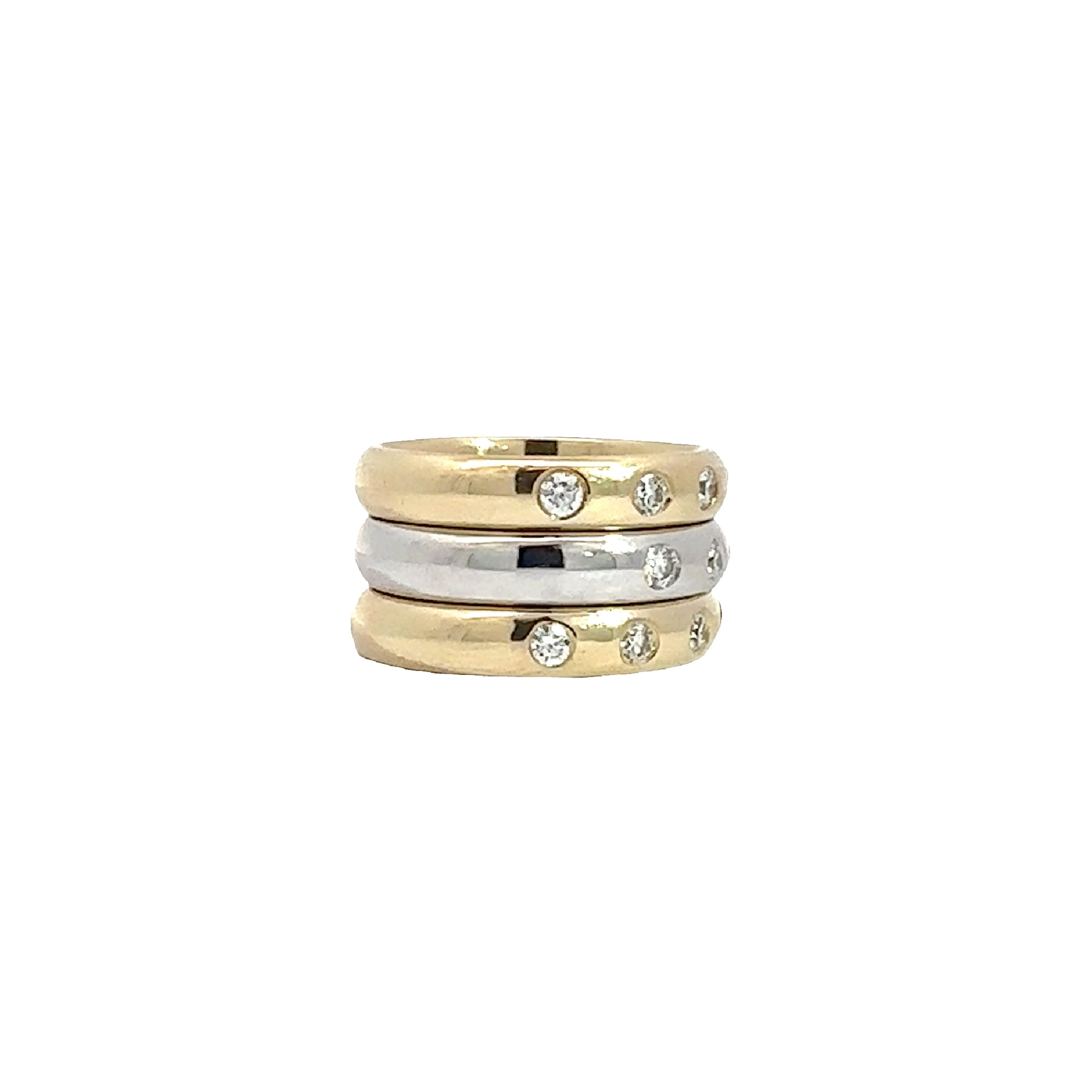 Set of Three Estate 14k Yellow and White Gold 0.85ctw Diamond Rings