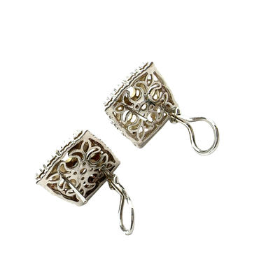 Estate Charles Krypell 14k Diamond Two-Tone Earrings