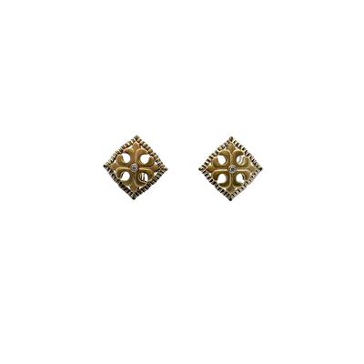 Estate Charles Krypell 14k Diamond Two-Tone Earrings