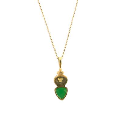 Estate Sajen 18k Yellow Gold Green Chrysoprase Pendant Necklace