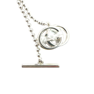 Estate Gucci Silver Interlocking G Toggle Necklace