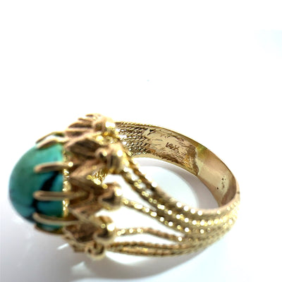 Estate 14k Yellow Gold Turquoise Ring