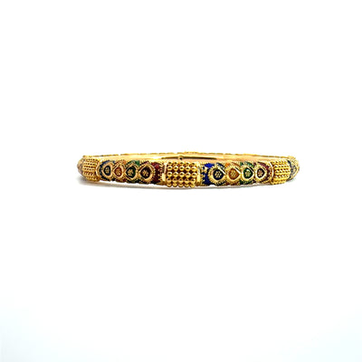 Estate Meenakari Design 22k Yellow Gold Bangle Bracelet