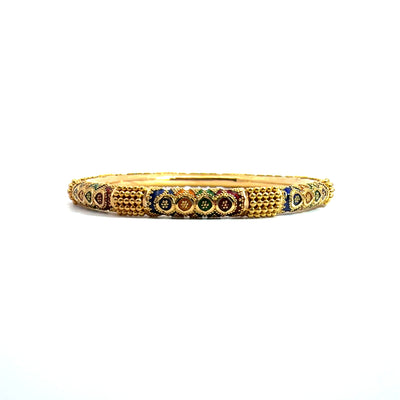 Estate Meenakari Design 22k Yellow Gold Bangle Bracelet