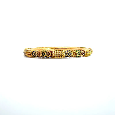 Estate Meenakari Design 22k Yellow Gold Bangle Bracelet