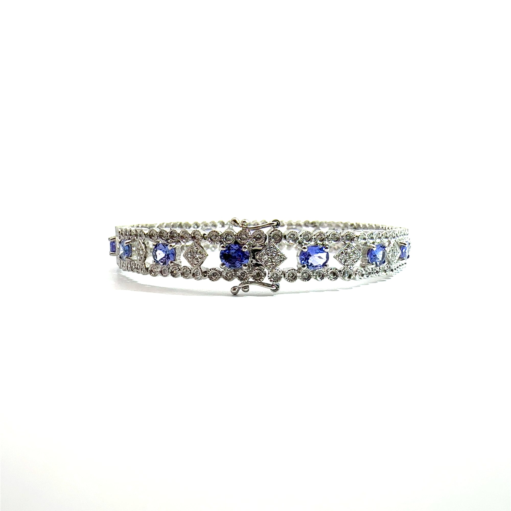 Estate 14k White Gold Tanzanite and Diamond Bracelet