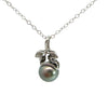 Estate 14k White Gold Black Pearl and Diamond Pendant Necklace 18"