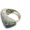 Estate Natural Black and Clear Diamond 14k White Gold Ring