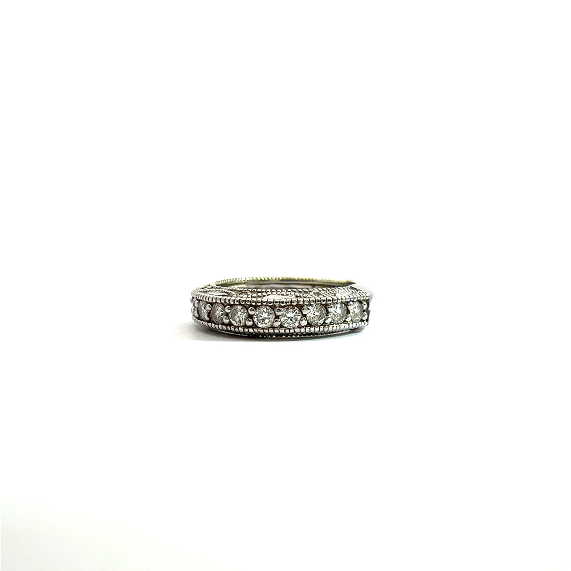 Estate 14k White Gold and Diamond-Studded Band - 1.03 CTW