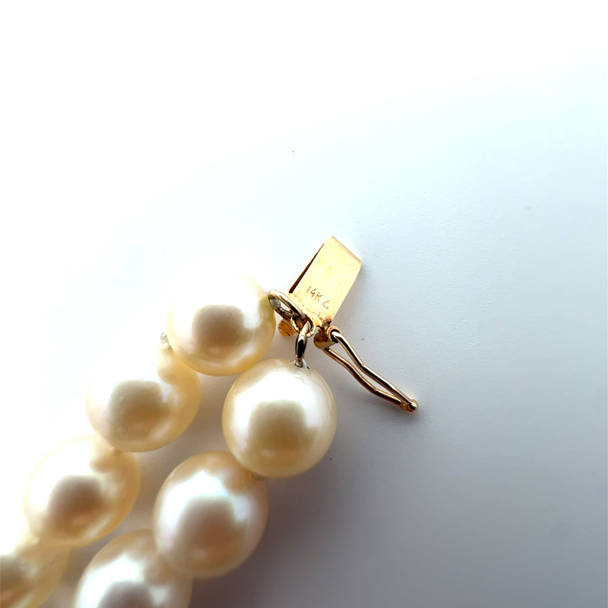 Vintage 14k Yellow Gold Floral Clasp Pearl Bracelet 7"