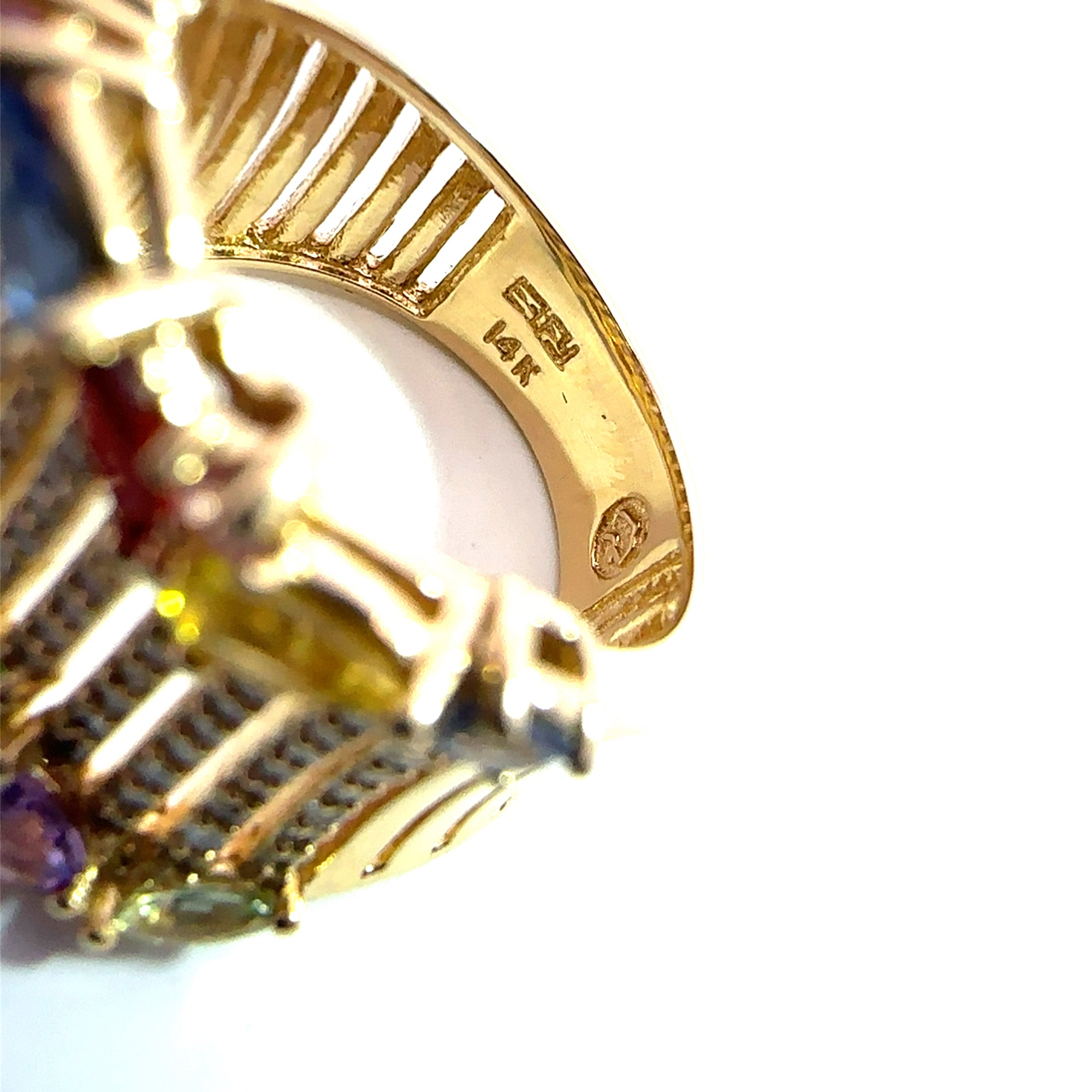 Estate Effy 14K Gold, 0.52ctw Diamond, Sapphire & Tsavorite Ring